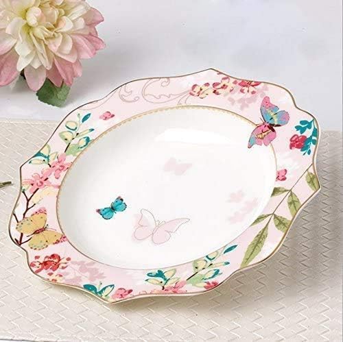 7.5-Inch Ceramic Plate with Butterfly & Floral Design – Dessert/Fruit/Western Dish