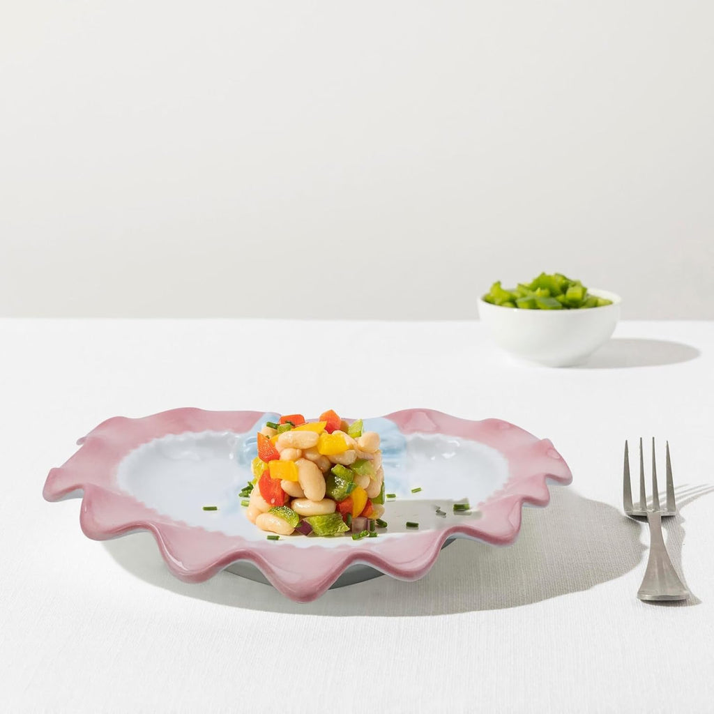 Heart-Shaped Ceramic Plate with Bow – Dessert/Fruit/Snack Plate